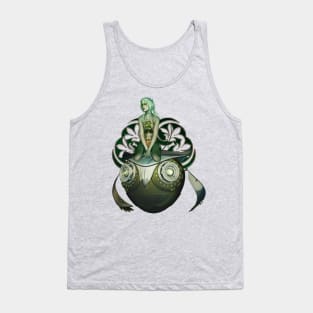 Steampunk women fly with a mechanical owl Tank Top